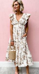 Abercrombie & Fitch Flutter Sleeve Floral midi dress Size Small Photo 0