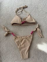 Beige Beaded Bikini Set Tan Photo 0