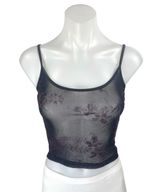 Tiger Mist Black Floral Paisley Jacquard Mesh Sheer Cami Tank Crop Top Size S Photo 0