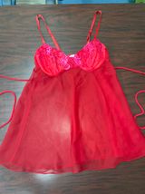 Vintage Sears Babydoll Lingerie by Inner Most with Lace Size Medium Red Photo 0