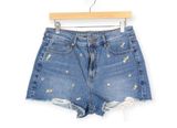 American Eagle Embroidered Floral Distressed Mom Jean Shorts Size 10 Photo 0