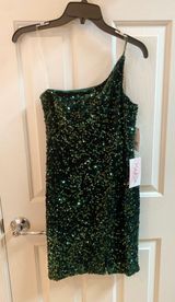 Hunter Green Sequence Mini Dress Photo 0