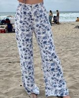 Abercrombie & Fitch Tailored Linen Blend Wide Leg Beachy Pant Palm Size M Photo 0