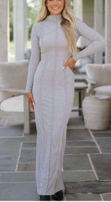 Ribbed mock neck maxi dress Photo 0