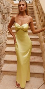Dream Sight Lace Satin Maxi Dress - Yellow/Prom Photo 0