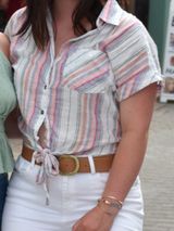 Cropped button down striped blouse Photo 0