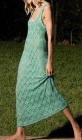 Womens Collection Sea Green Crochet Beach Maxi Dress Size M NWT Photo 0