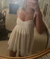 White Floral Babydoll Dress Size XS Photo 0