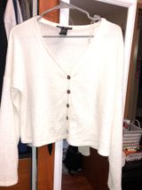 Boutique White Button Up Sweater Photo 0