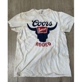 Coors Banquet Rodeo Women's Short Sleeve Tshirt Size Small Western Graphic Tee Tan Photo 0