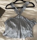 Honey Punch Blue Cropped Ruffle Tank Photo 0