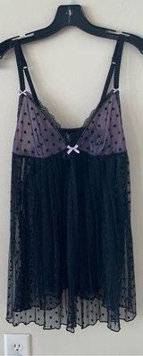 Black Polka dot Mesh Babydoll Slip Lingerie Photo 0