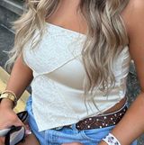 Cream Lace Strapless Top Photo 0