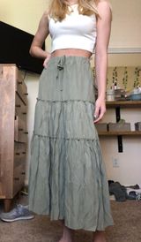 SheIn Green Flowy Maxi Skirt Photo 0