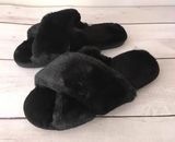 Black Plush Slippers, Size 9/10 Photo 0