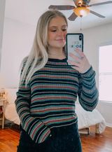 Mossimo Supply Co Black Sweater With Rainbow Stripes Photo 0