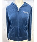 Juicy Couture Navy Blue Y2K Velour Long Sleeve Zip Up Tracksuit Hoodie Size M Photo 0
