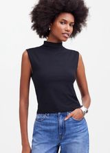 Funnelneck Cropped Muscle Tee in True Black Size XSmall NWT Photo 0
