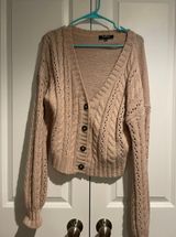 Lulus Blush Cable Knit Cardigan Sweater Photo 0