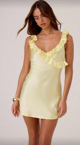 Hello Molly satin frill yellow dress Photo 0