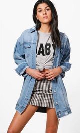 Boohoo Ivivi Lucy Longline Distressed Denim Jacket  Photo 0