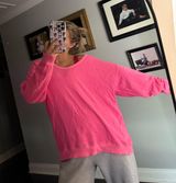 Oversized off shoulder aerie sweatshirt hot pink Photo 0