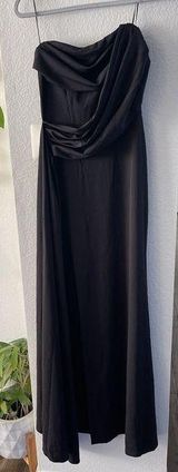 Symphony Women's Strapless Formal Dress Long Size Small Solid Black High Slit Photo 0