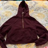 Lululemon oversized scuba half zip hoodie maroon and gold zipper XS/s Photo 0