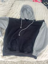 Brandy Melville Hoodie Grey Navy Blue Pullover Sweatshirt Oversized Photo 0