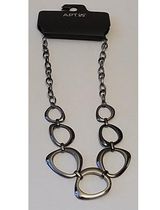 NWT Gunmetal Geometric Necklace Chunky Statement Open Chain Office Casual Photo 0