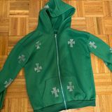 The Great Y2k green rhinestone cross hoodie  size:small  Photo 0