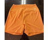 Women's Biker Shorts Sz Med Orange White Workout Running Athletic Tight Photo 0
