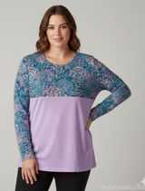 EXCELLENT Lilly Pulitzer Finn Top Cotton Modal T-Shirt Floral Lilac L/S XXL Photo 0