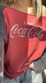 Coca Cola Oversized Off The Shoulder Crewneck Photo 0