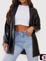 Black Faux Leather Blazer Photo 0