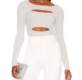 Camila Coelho  Kamari Cut Out Metallic Top Silver Holiday Party Festive Concert M Photo 0