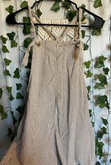 Tan Striped Shorts Romper Photo 0