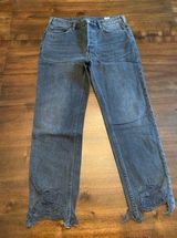We The Free Free People  Jeans Size 27 Regular Mid Rise Black Distressed Photo 0