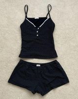 Black Polka Dot Tank Top and Shorts Set Photo 0
