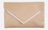 INC International Concepts Beige Faux Leather Chain Strap Clutch Purse Photo 0