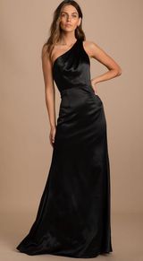 On The Guest List Black Satin Maxi Dress Photo 0