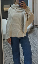 Knit Poncho Sweater Tan Photo 0