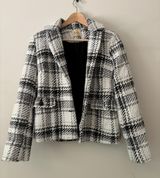 Elie Tahari Tweed Plaid Wool Blazer Size 8 Photo 0