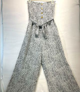 Pink Lily Sleeveless Crop‎ Jumpsuit Tie waist S Black and White Polka Dot PREOWN Photo 0