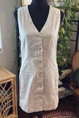 NWT Abercrombie & Fitch Beige Mara Linen Blend Button Up Vest Mini Dress Photo 0