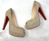 Christian Louboutin Altanana 140 Suede Platform Open Toe Block Heel Pumps 40 Photo 0