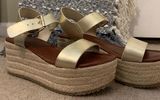 Gold Espadrille Platforms Size 7 Photo 0