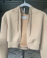 Refuge Cropped Tan Zip Up Hoodie Photo 0