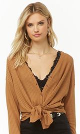Forever 21 Orange Waffle Knit Long Sleeve Top Photo 0