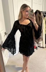 Long Sleeve Floral Mesh Mini Dress Photo 0